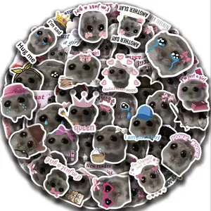 56PCS Cute Sad Hamster Meme Stickers | Aesthetic Cartoon Animal Decals for Phone, Notebook, Laptop, Suitcase & More PVC Waterproof Meme Stickers