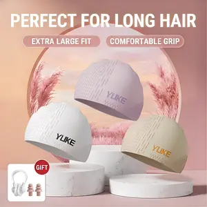 YUKE Extra Large Swim Cap for Long Hair, Braids, Dreadlocks - [1 or 2 Pack] Waterproof Silicone Swimming Cap with Nose Clip & Earplugs