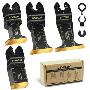 18 PCS Titanium Oscillating Tool Blades Metal Cutting, Universal Multitool Blades for Metal Wood Plastic, Multi Tool Blades Kits Fit Dewalt Ryobi Milwaukee Rockwell Fein,Gifts for Men