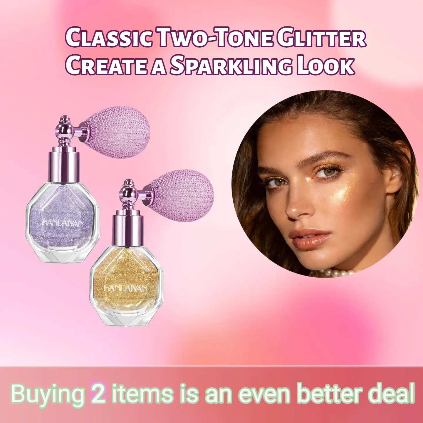 Glitter Highlighter Spray, Long-Lasting Water Resistant Shimmer Powder for a Glossy Finish - Cosmetic Mist for Face, Body & Hair, 50ml, Makeup Highlighter, Long-Lasting Glow, Flawless, Face, Hair, Body