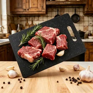 3-Piece Durable Plastic Cutting Board Set, Premium Kitchen Chopping Boards with Marble Pattern, Non-Slip Design for Meat, Fruits & Vegetables, Washable Outdoor Boards Ideal for Home Cooks & Restaurants