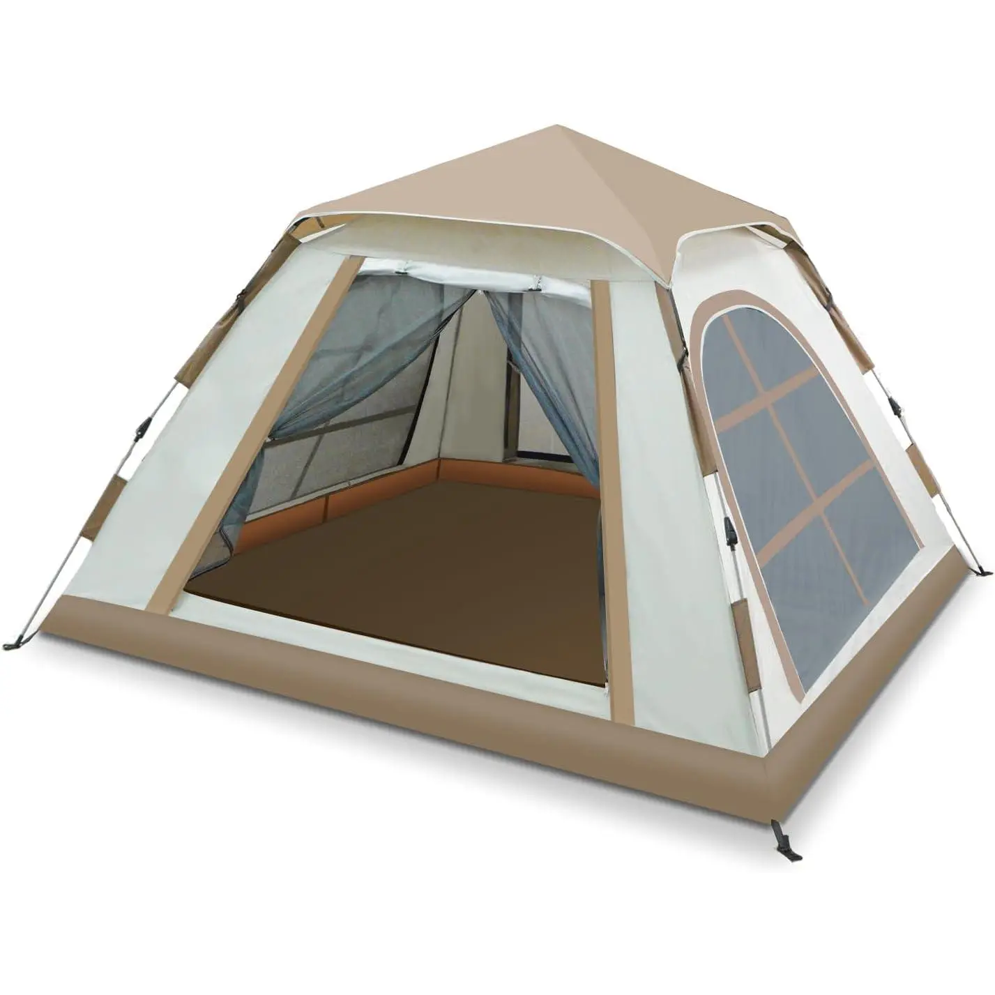 4 Person Automatical Camping Tent Instant Cabin Tent Four-Sided Floor-to-Ceiling Windows Easy Hiking with Portable Windproof & Waterproof Family Outdoor Traveling