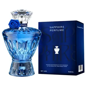 Valentine’s Day Gift for Him: Sapphire Men’s Perfume (75ML) - Fresh Wood Tone Scent: Citrus/Vetiver Top, Cedar/Grapefruit Heart, Frankincense/Sandalwood Base | Sleek Blue Crystal Bottle, Long-Lasting Masculine Fragrance