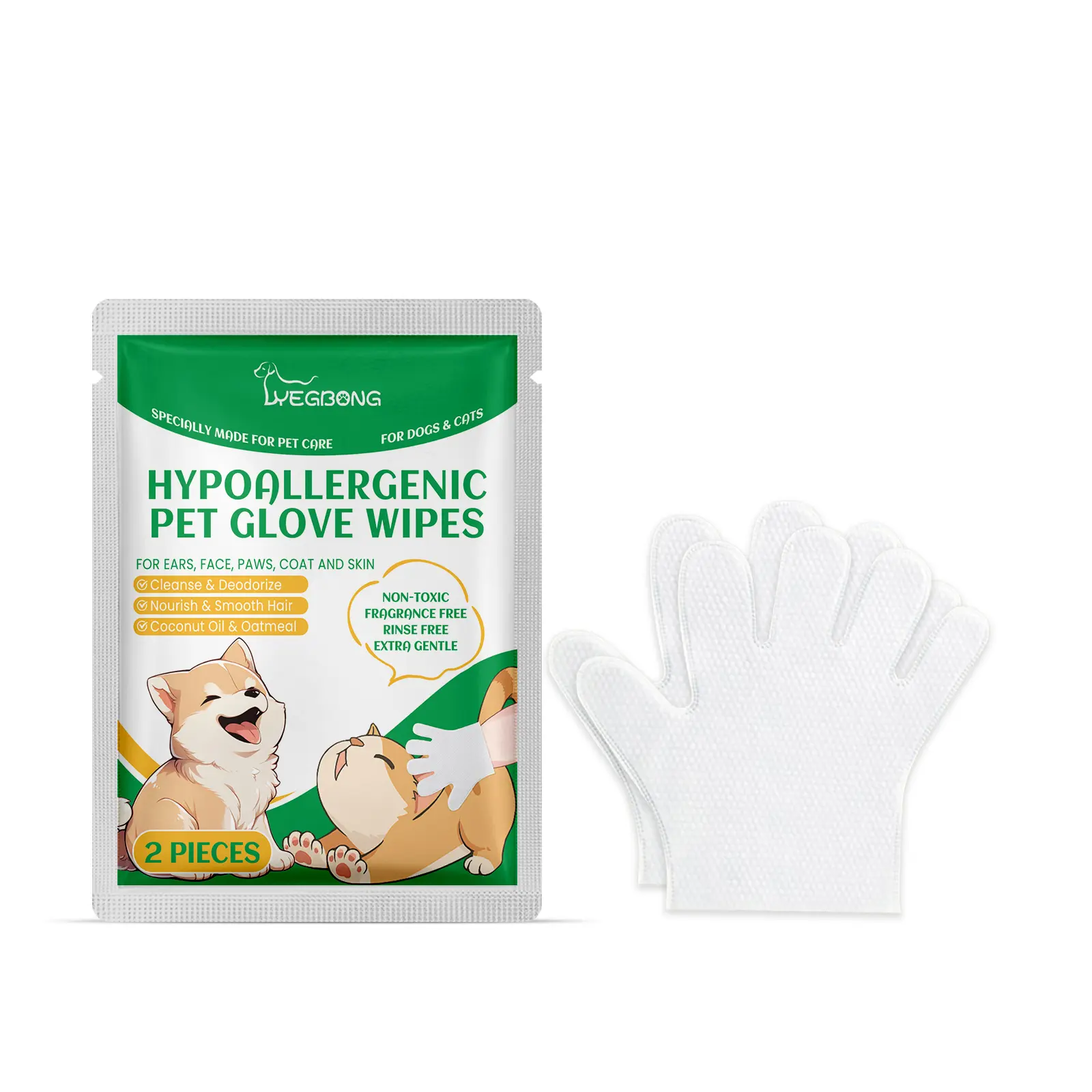Disposable Pet Grooming Gloves - 1 Size, Gentle Cleansing for Dog & Cat Paws, Hair & Skin Care, Natural Daily Touch-Ups Pet Grooming Supplies