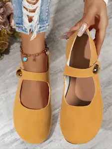 Women's Fashionable Solid Color Mary Janes Shoes, Casual Comfortable Velcro Design Shoes for Daily Wear, Lightweight Breathable Shoes for Women & Girls