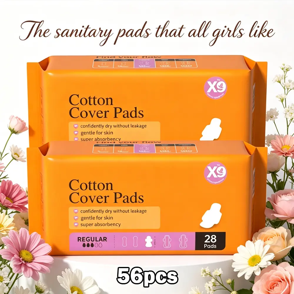 X9 Ultra Thin Pads for Women,100% Organic Cotton Top Layer,Higt absorbency panty liners, Menstrual Pads with Wings, Made Without Synthetic Pesticides and Fragrances feminine pads,Comfortable women panties 240mm-56 Pcs