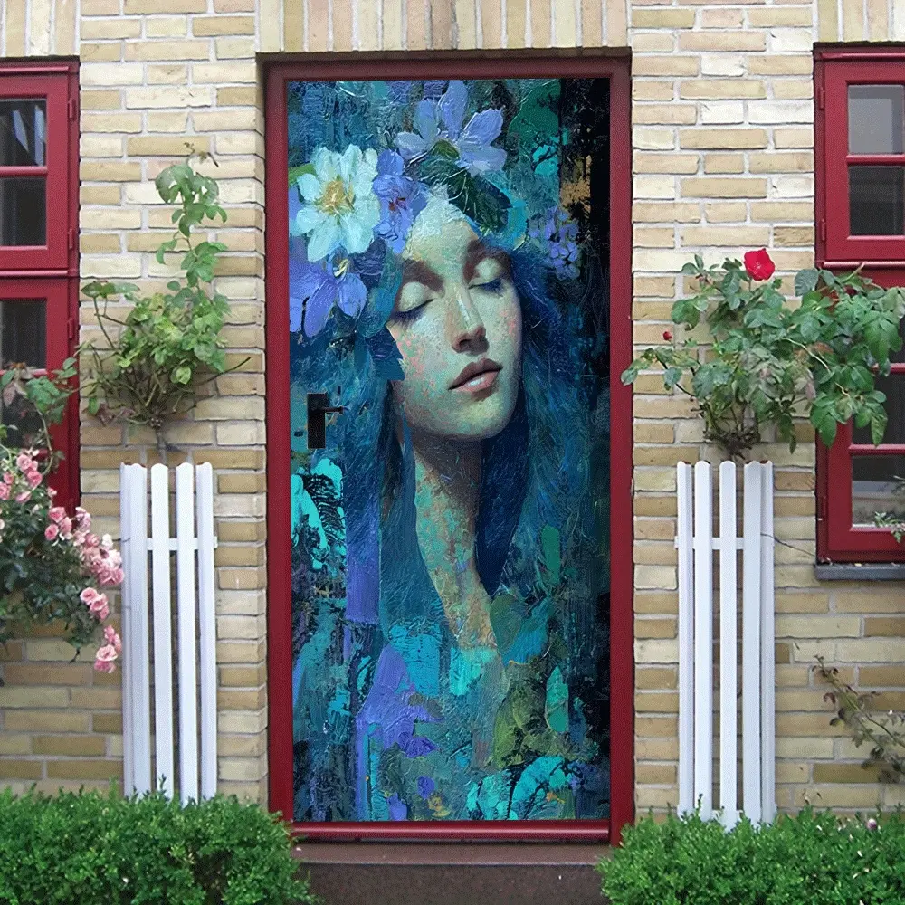 2 This wall sticker features a dreamy scene of a woman blended with ...