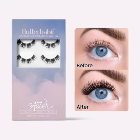FlutterHabit | Aster - Cluster Lash Extensions | DIY At-Home Lash Extensions, Pre-Mapped, Up to 10 Days of Wear