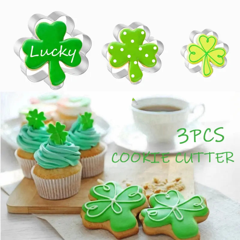 3-Piece Shamrock Cookie Cutter Set, No Rough Spots to Ruin Your Dough,Stainless Steel for St. Patrick's Day