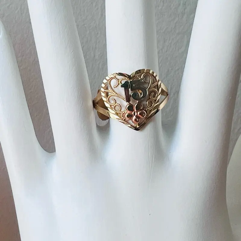 Ochoa Jewelry 14K Gold Quince Ring - Classic Heart Design with Sparkling Diamond Centerpiece from Ochoa Jewelry Collection