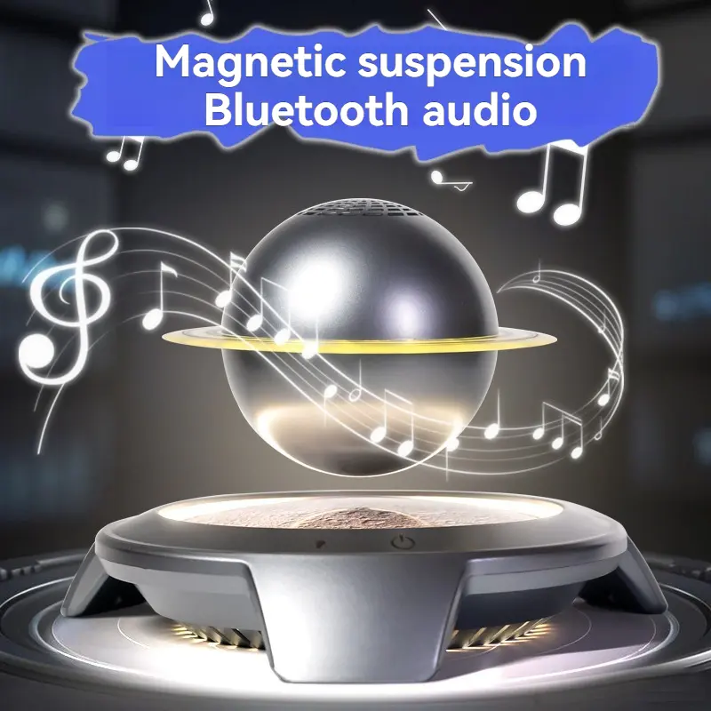 HCNT ABS Magnetic Levitating Saturn Smart LED Light - 360-Degree Levitation Rotating Bluetooth Speaker with Suspended Design, LED Light Touch Control, Aesthetic Space Vibe Home or Office Decor, Creative Gift, Levitation Rotating Design