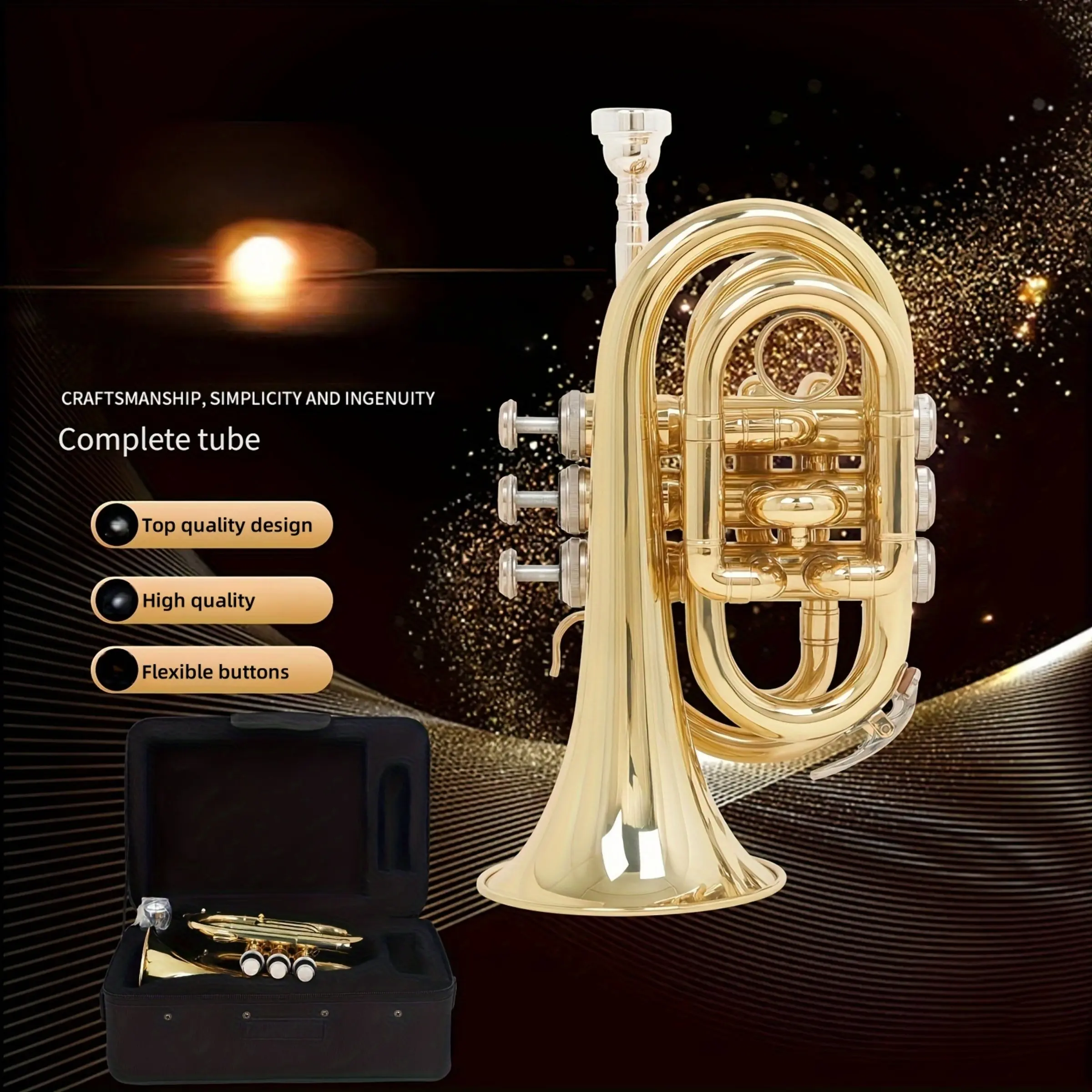 Professional Bb Trumpet, Brass Material, Portable Mini Trumpet, Ideal ...