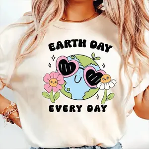 Retro Cute Earth Day Everyday Eco Friendly Save The Planet Shirt, Funny Environmental Earth Day 2026 Girly Animals Nature Graphic Tee