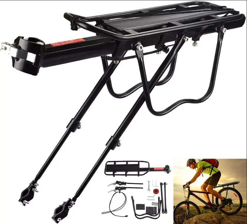 Rear Bike Rack Bicycle Cargo Rack Luggage Carrier Holder Seat Frame Pannier Rack with Light