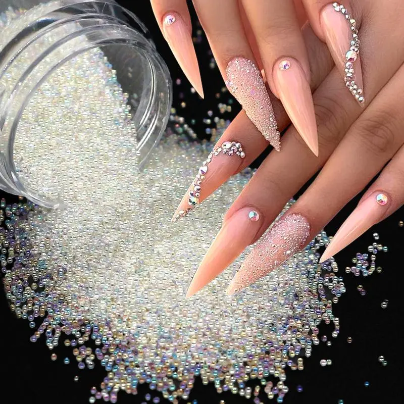 Crystal Tiny Glass Balls Rhinestones For Manicure Microbead Caviar Beads Nail Art Decorations DIY Charms 3D Nails Accessories