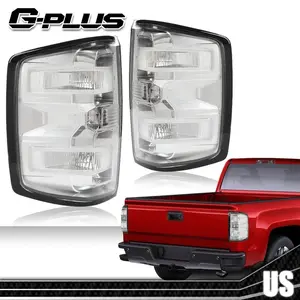 G-PLUS Tail Lights Fit For 2014-2019 Chevy Silverado Pickup W/ Bulbs Clear Euro Rear Tail Light