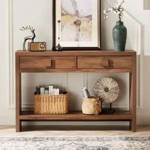 ONBRILL 47.3" Wood Console Table With 2 Drawers, Sofa Table For Hallway, Entryway, Living Room ONBRILL 47.3" Wood Console Table With 2 Drawers, Sofa Table For Hallway, Entryway, Living Room