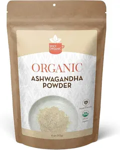 Ashwagandha Root Powder 4 oz. – Pure and Raw Indian Ginseng (Withania Somnifera) - A Versatile Alternative for Supplements, Herbal Teas, and More, USDA Certified Organic, Non-GMO Flavor Natural Spice Traditional