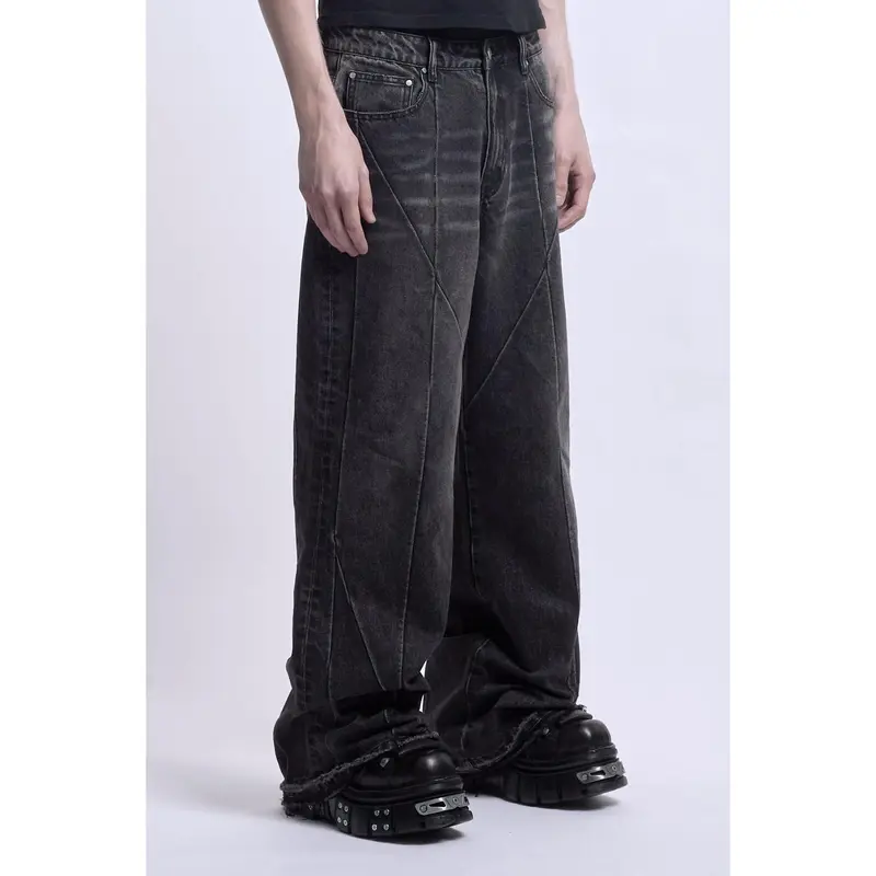 パンツ trendt vision Construction Denim Repaired Construction Denim Jeans Blue – Trendt Vision