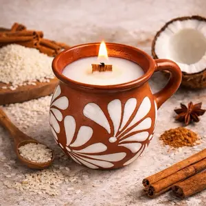 Authentic Horchata Scented Mug Candle with Crackling Wooden Wick - Warm Inviting Fragrance for Home Decor & Sensory Enjoyment