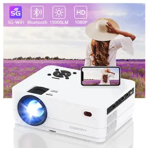 Full HD 1080P 5G WiFi Bluetooth Projector, Home Theater Cinema Projectors,15000LM Full HD Movie Projector, 300" Display for Outdoor Movies Support 4k Home Theater, Compatible with iOS/Android/PC/XBox/PS4/TV