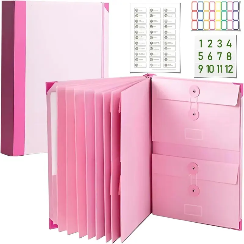 Office Filing Accordion File Organizer Binder - Expandable, 3 Horizontal Pockets, 3 Vertical Pockets, Illustrated Labels, Resealable, for Important Documents & Financial Records, 11"x0.5"x12" (11x12 in), 1.39 lbs, Document Hold