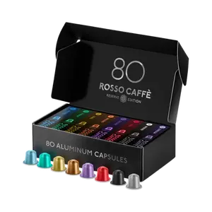 Rosso Caffè Reserve Edition 80 Aluminum Capsules Variety Pack - 8 Rare Blends for Nespresso Machines - Healthcare & Magnesium Vitamins