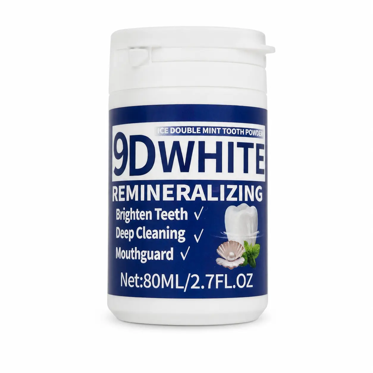 9D White Hydroxyapatite Whitening Tooth Powder, Mint, for Surface Stains