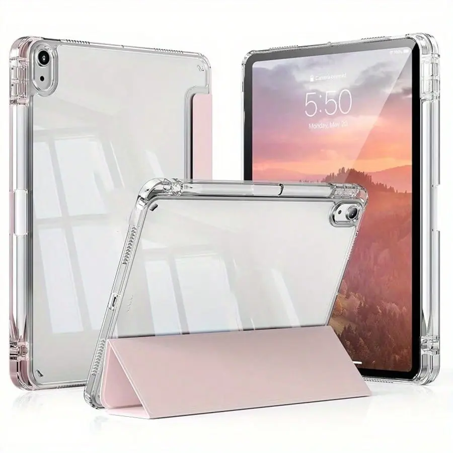 1PC Black/Pink/White Minimalist Solid Color Tablet Case, Soft Shock-Absorbing Protection, Ultra-Thin/Stand Function/Auto Wake, Compatible with iPad 9.7/10.2/10.9/11/12.9, 10th Generation, Air 11, Air 4/5/6, and Galaxy A7/A8/A9+/S6/S7/S8/S9/S9FE/S10+