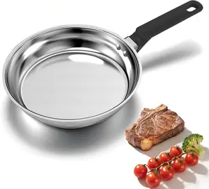 Karinear 9 Inch Stainless Steel Frying Pan, Tri-Ply Stainless Steel Skillet, Heavy Duty Induction Cookware with Detachable Insulated Handle, Works on Induction,Ceramic and Gas Cooktops,deep saut Non Stick Cookingware Nonstick Durable