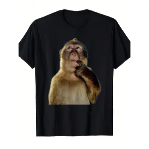 Funny Monkey Meme T-Shirt - Featuring The Classic Thinking Monkey And Thumbs-Up Donkey Designs - Casual Top For Meme Enthusiasts