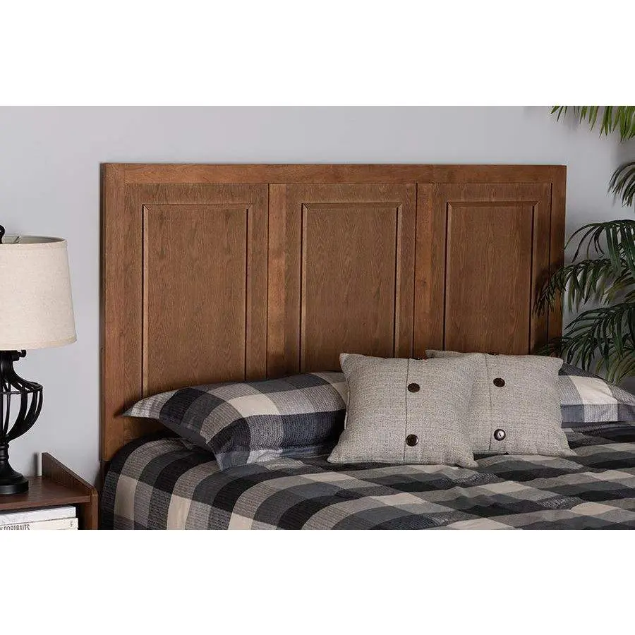 Giordano Classic and Traditional Ash Walnut Finished Wood Queen Size Headboard