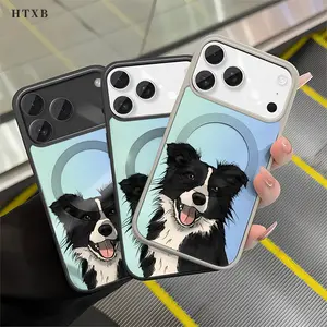 Border Collie magnetic phone case is suitable for iPhone 17 E Air Pro ProMax iPhone16 15 14 Plus 13 12 11 X XS XR. It features a fashionable and trendy pattern design. The transparent case comes in multiple colors,classic shockproof mixed transparent