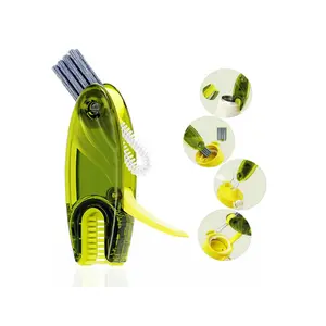 4 in 1 Cup Lid Cleaning Brush Set Multifunctional Bottle Brush Cleaner Tiny Bottle Cup Lid Brush Straw Cleaner Tools Mini Silicone Bottle Cup-Holder Cleaner with Hook Remover 1pc Bright Green