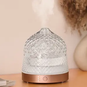 200ml Glass Oil Storage Tank Essential Oil Diffuser with Glass Lid Ultrasonic Aromatherapy Machine with Four Timers Solorful Lights Suitable for Gifts Home Office Bedroom Air Freshener Aromatherapy Spray Aromatherapy Machine Humidifier Spa Home Decoration