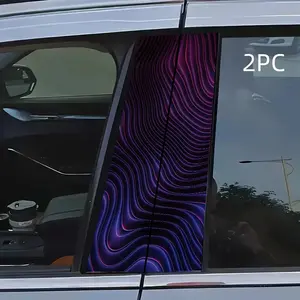 Cool Wave Pattern B Pillar Car Stickers, Fashion Trendy Decorative Decals for External Accessories, Semi-Matte Self-Adhesive Rectangular Stickers