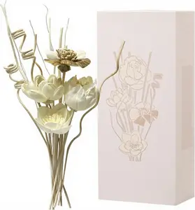 Reed Diffuser Sticks with Natural Flowers 12Pcs Aromatherapy Set for Home Bedroom Bathroom Office Decorative Fragrance