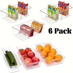6 Pack Clear Plastic Storage Bins, 4 sizes Pantry Organizers and Storage Containers Fridge Organizer Bins Kitchen Cabinet Organizer Medicine Cabinet Organizer Bin for Organizing Home Bathroom Freezer Refrigerator