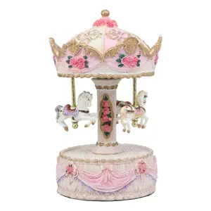 Ebros Merry Go Round Princess Pink Ponies Musical Carousel With Toyland Tune