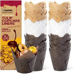 Tulip cupcake liner holders, 200 pcs — muffin baking cups and cupcake wrappers for parties, weddings, birthdays, and Christmas