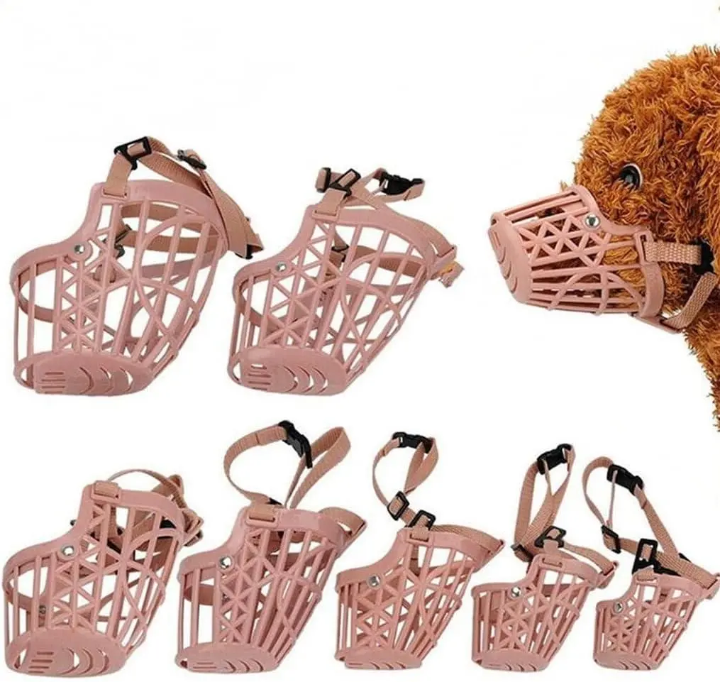 7pcs Softness Plastic Dog Muzzle, Dogs Training Mouth Cover Mesh Cage, Anti Bite Adjustable Pet Basket, Breathable Comfortable, for Small, Medium and Large Dogs Care
