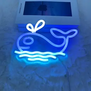 Cartoon Whale Design Neon Sign, USB Powered Creative LED Neon Light, Decorative Neon Sign for Home Bedroom Living Room Party
