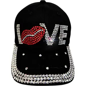 Bedazzled Denim & Diamond Baseball Hat – Handmade Rhinestone Bling Cap