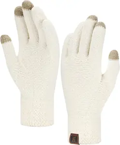 Womens Winter Touchscreen Gloves for Cold Weather, Chenille Warm Knit Gloves