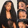 Bling Hair Water Wave 13x6 Lace Front Human Hair Wigs Human Hair 180% Density Deep Wave HD Transparent Lace Frontal Wigs Pre Plucked Hairline with Baby Hair, Burmese Curly & Kinky Curly Options. 13x6 Deep Wave Glueless Wigs, 6x4 Wear and Go Wig