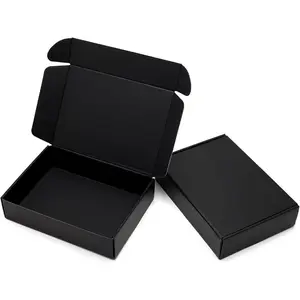 9x6.5x2 Inches Black Shipping Boxes 25 Pack Corrugated Cardboard Mailing Box for Small Business Tab Locking Literature Mailer Packaging Supplies for Packing Digest Size Book Gifts Craft DVD