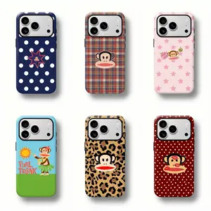 Paul Frank Phone Case, Y2K Aesthetic Julius the Monkey Cover, Retro 2000s Cartoon, Cute Monkey Leopard Plaid Polka Dot Star Print Case Suitable for iPhone 17-11 Pro Max/Plus and  Samsung Galaxy S23-25