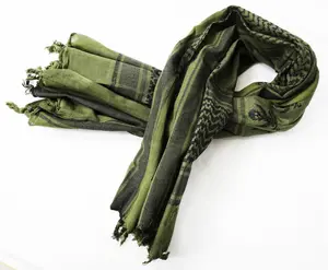 Authentic Shemagh Head Scarf Keffiyeh Balaclava Pakistani Palestine for Men and Woman GREEN SKULL SWORDS