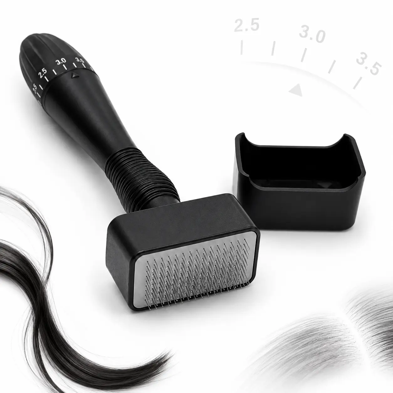Adjustable Derma Stamp Tool, Rectangular Stainless Steel Pin Head with Depth-Adjustment Dial, Non-Slip Grip and Protective Cover, Precision Personal Care Tool for Face and Scalp