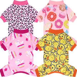 XPUDAC 4-Piece Leopard Print Dog Pajamas Onesie - Soft, Comfortable Universal-Fit Pet Sleeping Wear, All-Season Clothing for Small to Large Dogs,Summervibes,Petlovers,